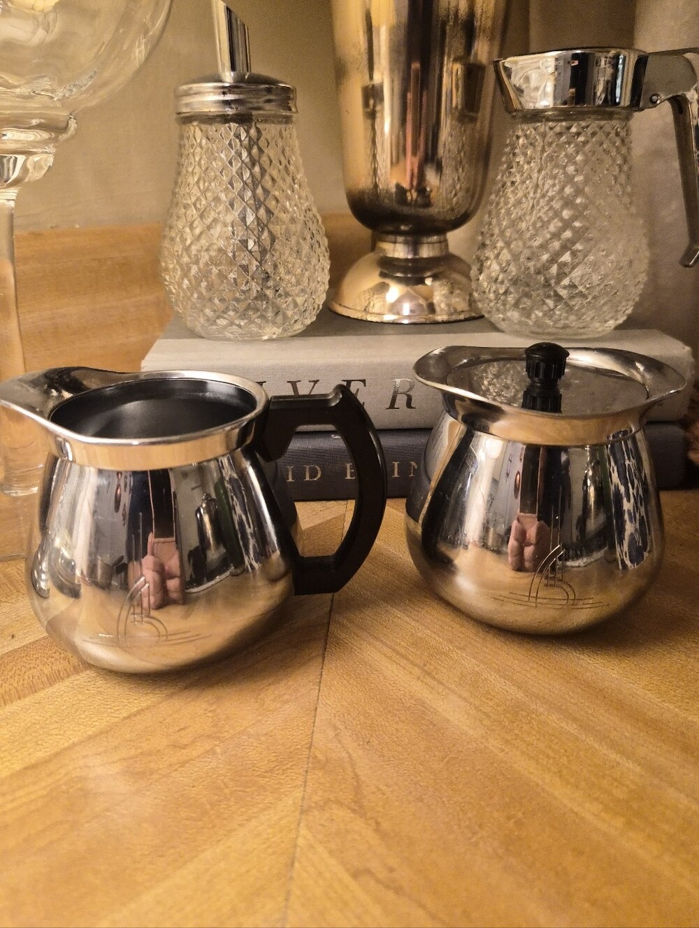 Sunbeam Chrome Cream And Sugar Set 1930s